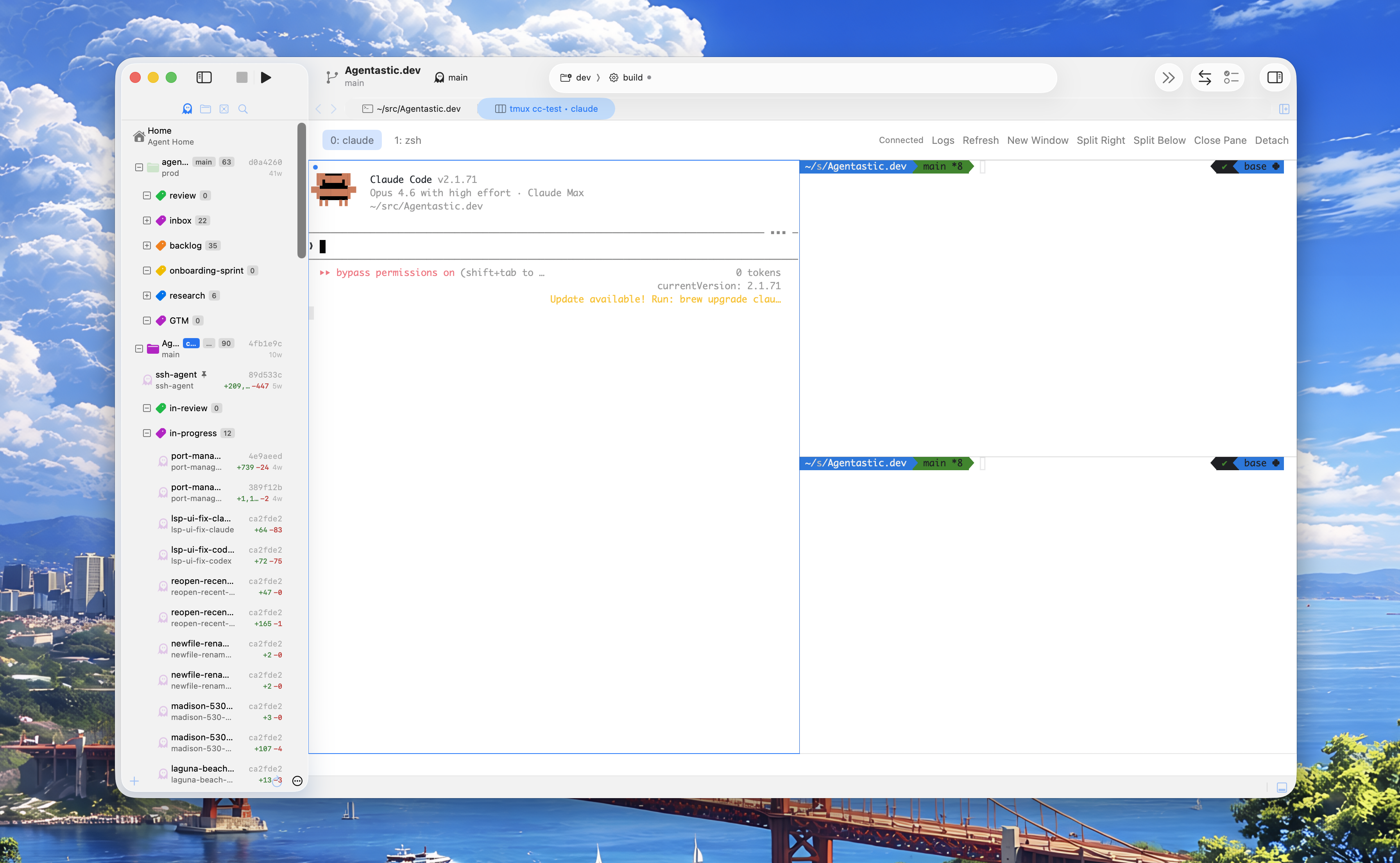 tmux -CC support in Agentastic